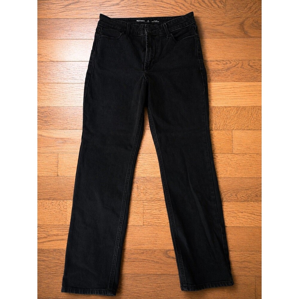 Old Navy Women’s High Rise Wow Straight Jeans Size Short 8 Black